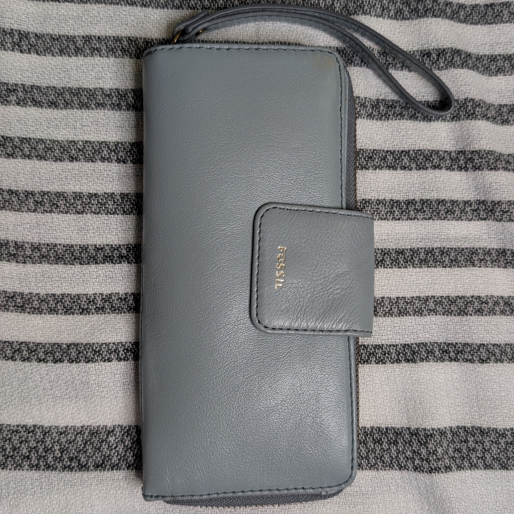 Fossil Blue-Gray Leather Wallet